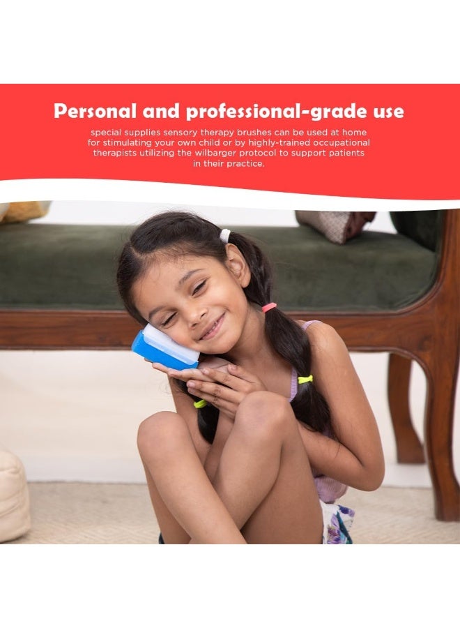 abley's Therapy Brushes with Sponge for Sensory Processing, Deep Pressure Stimulation, Wilbarger Protocol (Blue) - Image 4